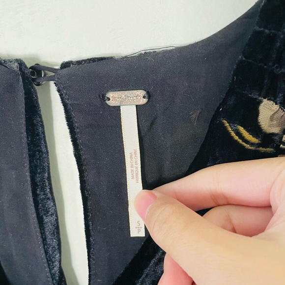 Free People Velvet Mystic Charm Babydoll Mini Long Sleeve Tunic Dress Size S - Picture 11 of 11